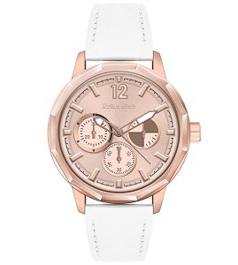 REINA FERE Amphitrite Rose Gold White Leather Strap 8826-231