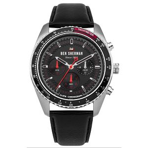BEN SHERMAN The Ronnie Chronograph Black Leather Strap WBS108RB