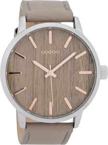 OOZOO Timepieces Oak Wood Dial Brown Leather Strap C9257