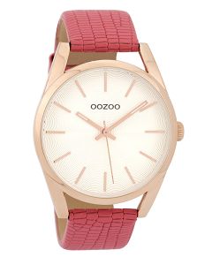 OOZOO Timepieces XL Rose Gold Pink Leather Strap C9584