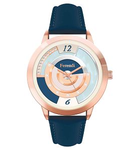 FERENDI Divine Crystals Blue Leather Strap 2332-44