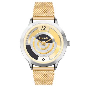 FERENDI Divine Crystals Gold Stainless Steel Strap 2332-125