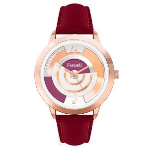 FERENDI Divine Crystals Red Leather Strap 2332-229