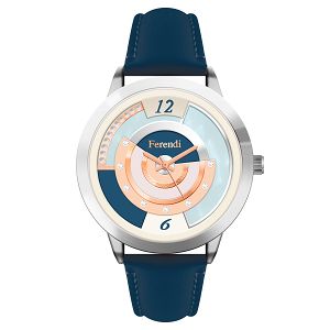 FERENDI Divine Crystals Blue Leather Strap 2332-444