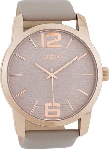 OOZOO Timepieces XXL Rose Gold Beige Leather Strap C9731