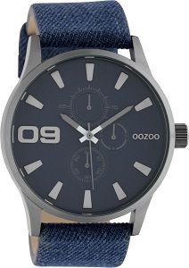 OOZOO Timepieces XXL Blue Leather Strap C10345