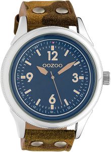 OOZOO Timepieces XXL Blue Leather Strap C10352