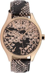 OOZOO Timepieces Rose Gold Black Leather Strap C10430