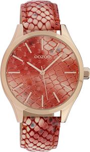 OOZOO Timepieces Rose Gold Red Leather Strap C10431