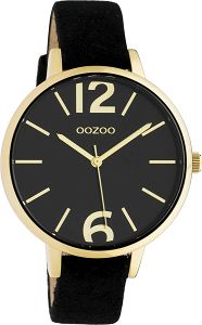 OOZOO Timepieces Gold Black Leather Strap C10439