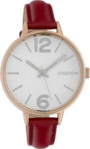 OOZOO Timepieces Rose Gold Red Leather Strap C10458