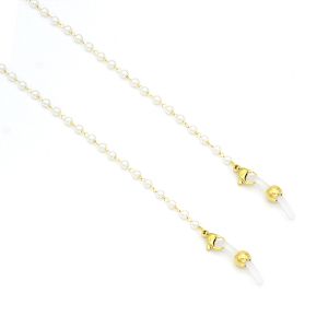 Αλυσίδα Γυαλιών Ροζάριο Μαργαριτάρι 3mm Από Ατσάλι Επιχρυσωμένο MI95686
