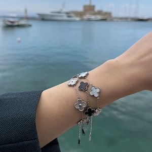 Βραχιόλι Λουλούδι Clover Shiny Από Ατσάλι MI29645