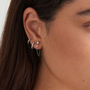 Σκουλαρίκια Κρίκοι 2x15mm Από Ασήμι 925 Με Ζιργκόν PS48735