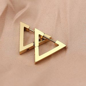 Σκουλαρίκια Κρίκοι Τρίγωνοι Από Ατσάλι Επιχρυσωμένο 24Κ AS48684