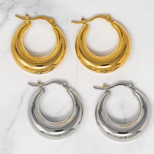 Σκουλαρίκια Κρίκοι 8x27 mm Από Ατσάλι Επιχρυσωμένο 24K MI47816