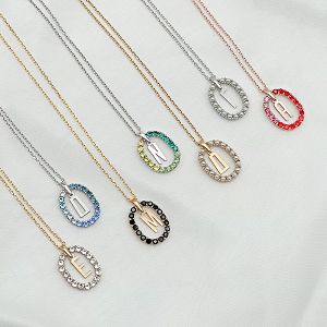 Κολιέ Από Ασήμι 925 Με Μονόγραμμα Και Swarovski Μπλε EX15342