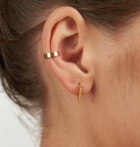 Σκουλαρίκια Κρίκοι Τρίγωνοι Από Ατσάλι Επιχρυσωμένο 24Κ AS48684