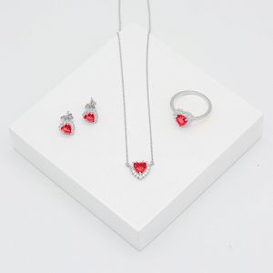 Valentine's Day Red Hearts Silver 925 Gift Set VD11939