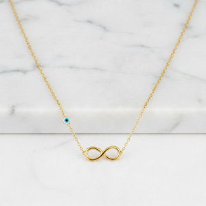 Κολίε Με Άπειρο Και Ματάκι Από Ατσάλι Επιχρυσωμένο MI15472