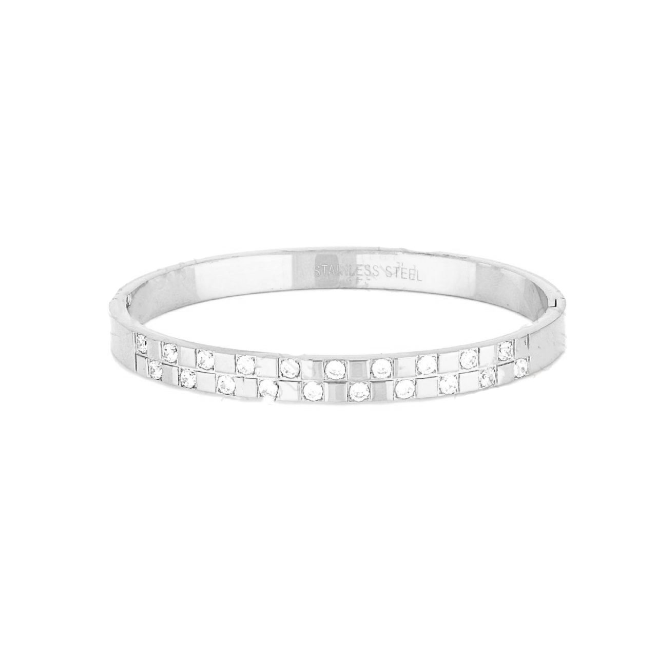 Βραχιόλι Βέργα Από Ατσάλι Με Ζιργκόν TU29767