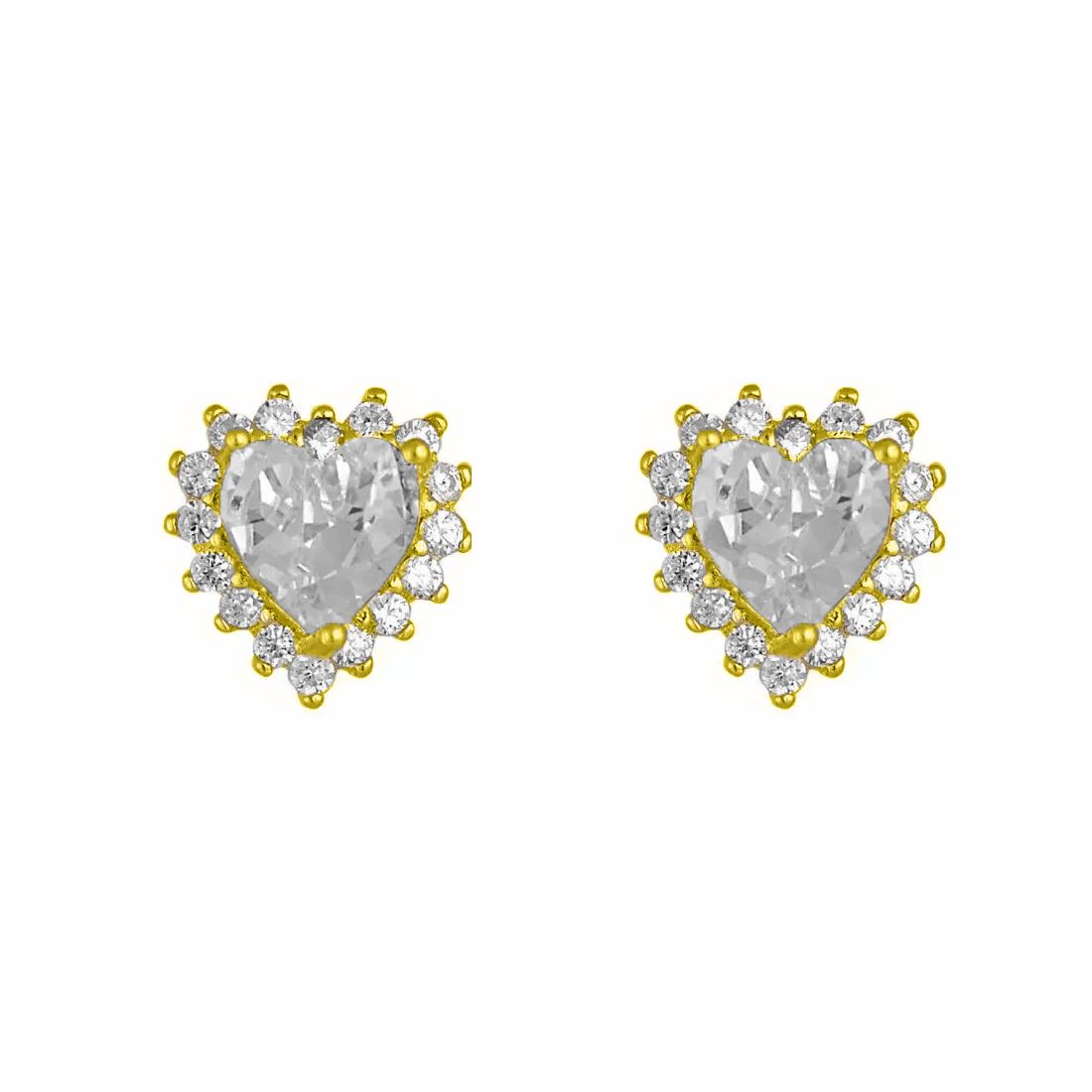 Σκουλαρίκια Ροζέτα Από Ασήμι 925 Επιχρυσωμένο Καρδιά SS47246