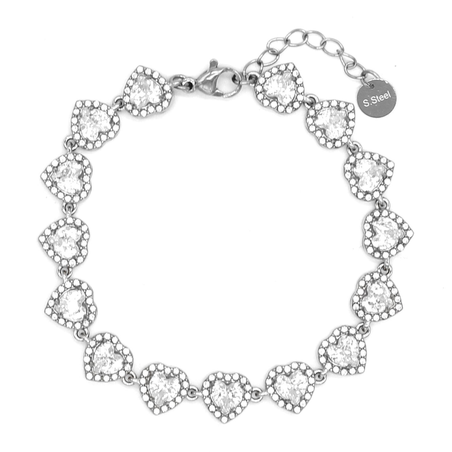 Βραχιόλι Ριβιέρα Με Ροζέτες Καρδιά Από Ατσάλι MI21882