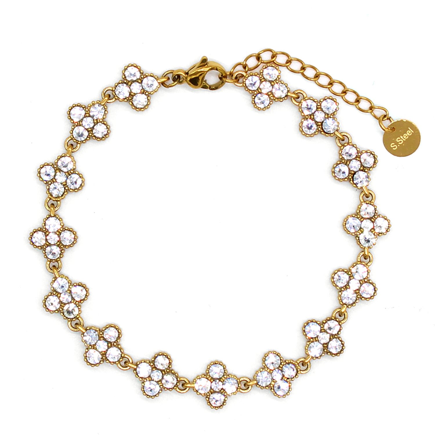 Βραχιόλι Ριβιέρα Με Σταυρούς Από Ατσάλι Επιχρυσωμένο MI21887