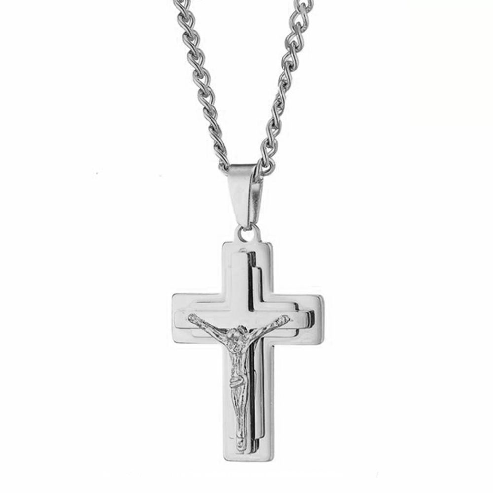 Κολίε Από Ατσάλι Με Σταυρό AS12042