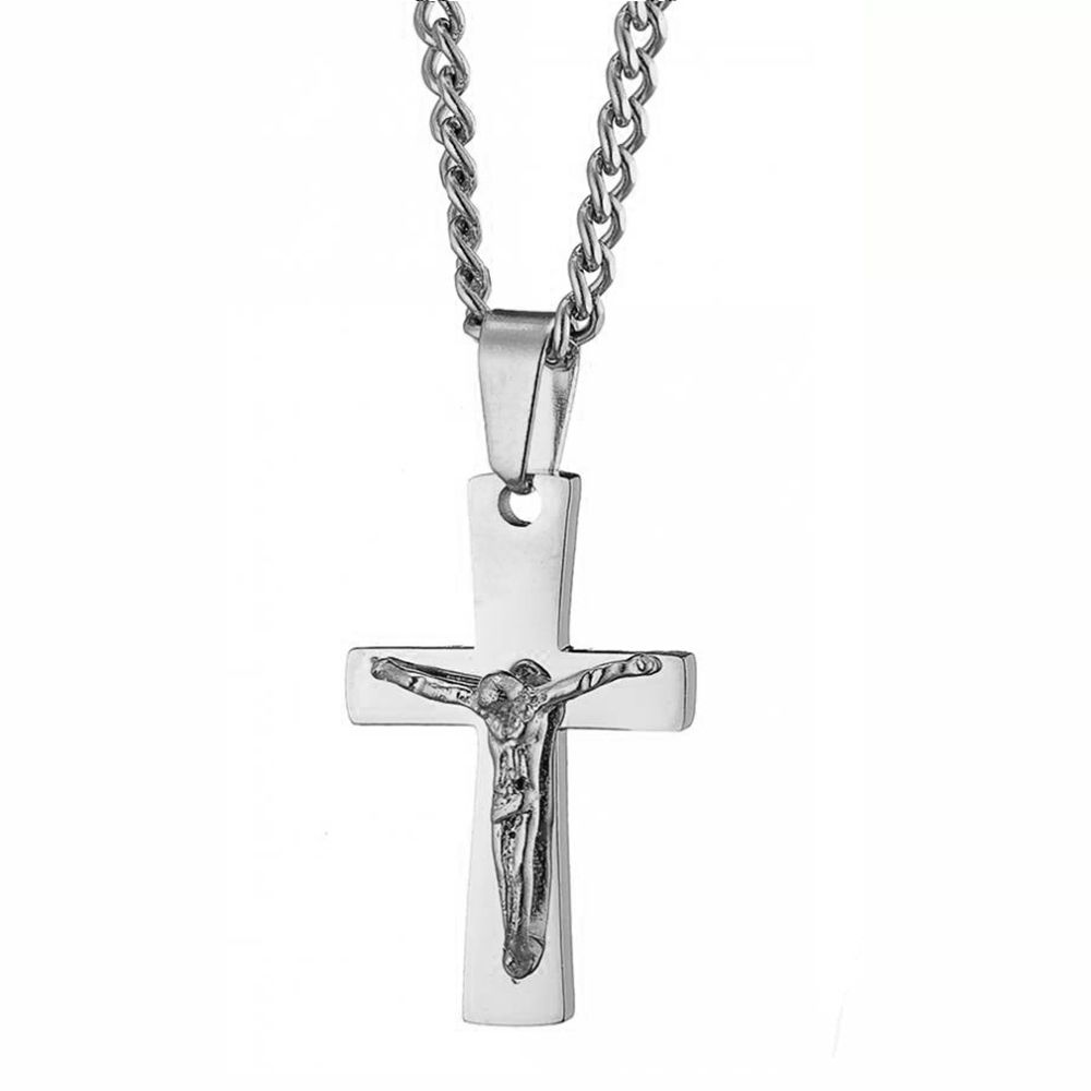 Κολίε Από Ατσάλι Με Σταυρό AS12054