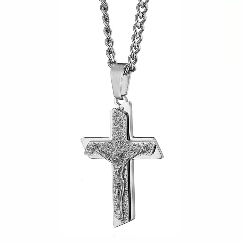 Κολίε Από Ατσάλι Με Σταυρό AS12055