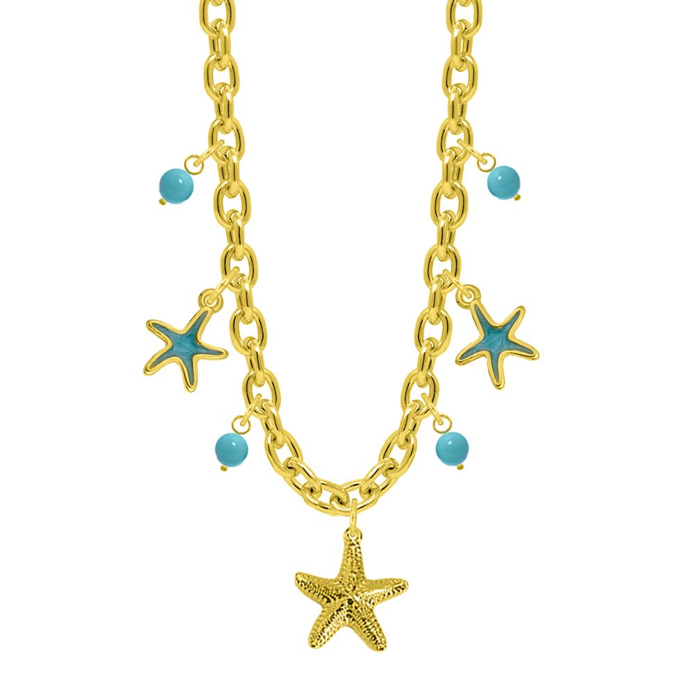 Κολιέ Από Ατσάλι Επιχρυσωμένο Με Αστερίες AA13703