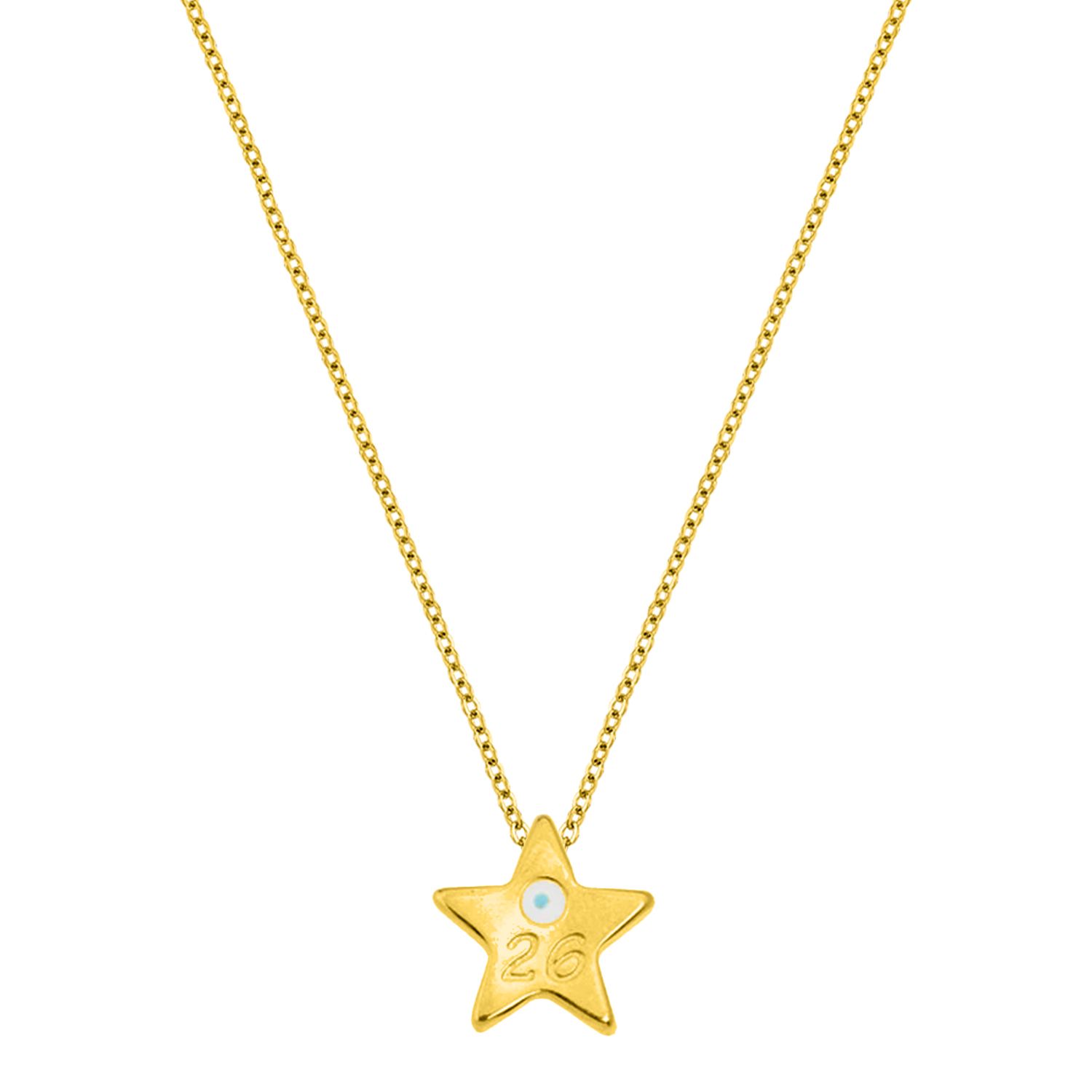 Κολίε Γούρι 2026 Επιχρυσωμένο Με Αστέρι Και Ματάκι AA13757