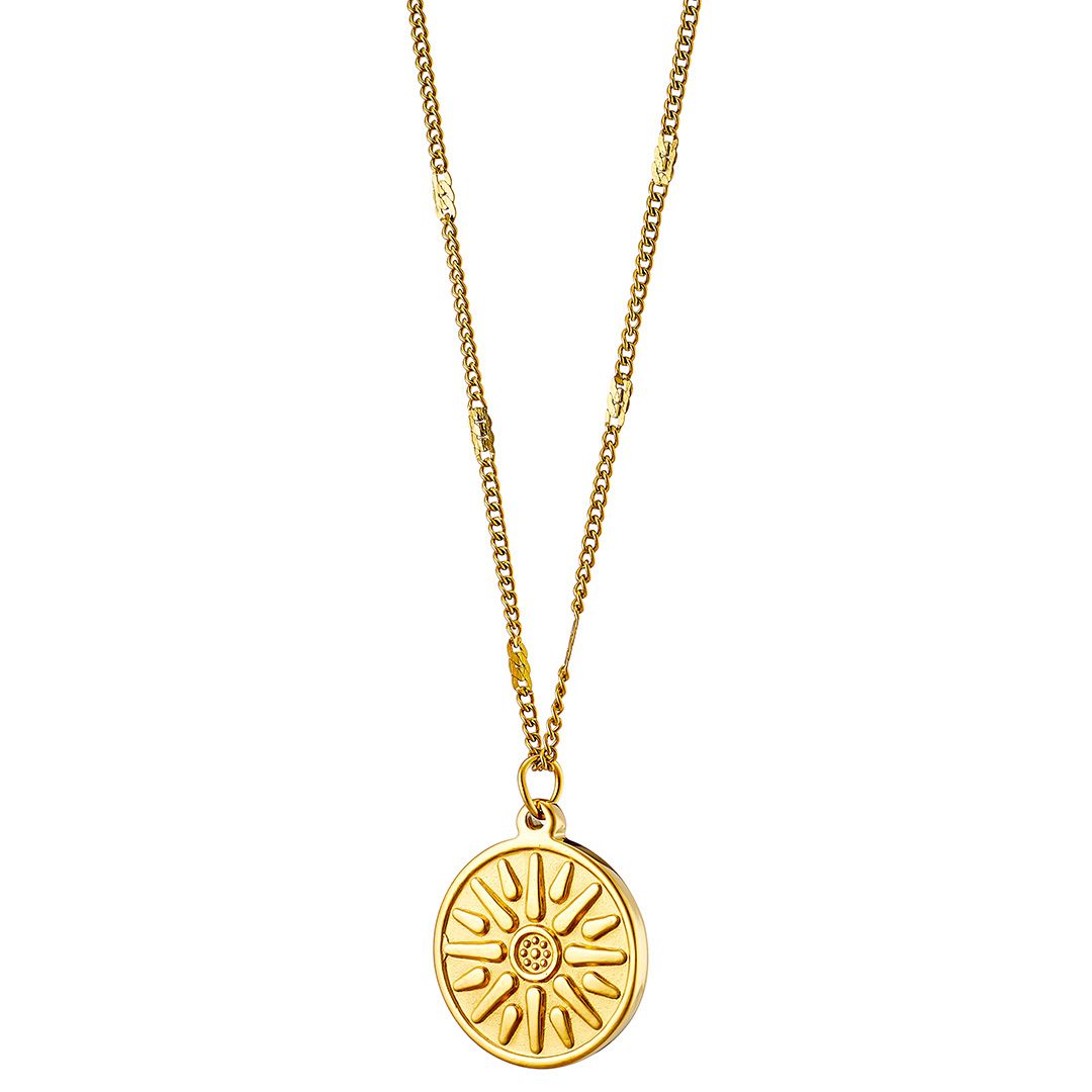 Κολίε Από Ατσάλι Επιχρυσωμένο 24Κ Με Ήλιο Της Βεργίνας AS13772