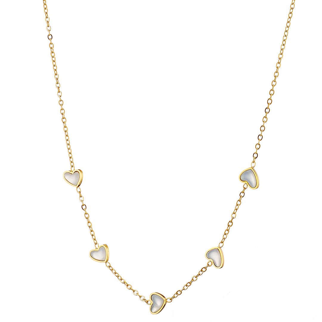 Κολίε Από Ατσάλι Επιχρυσωμένο 24Κ Με Καρδιές AS13774