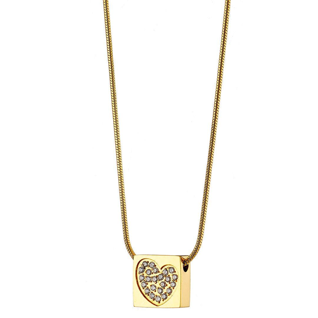 Κολίε Από Ατσάλι Επιχρυσωμένο 24Κ Με Καρδιά AS13778
