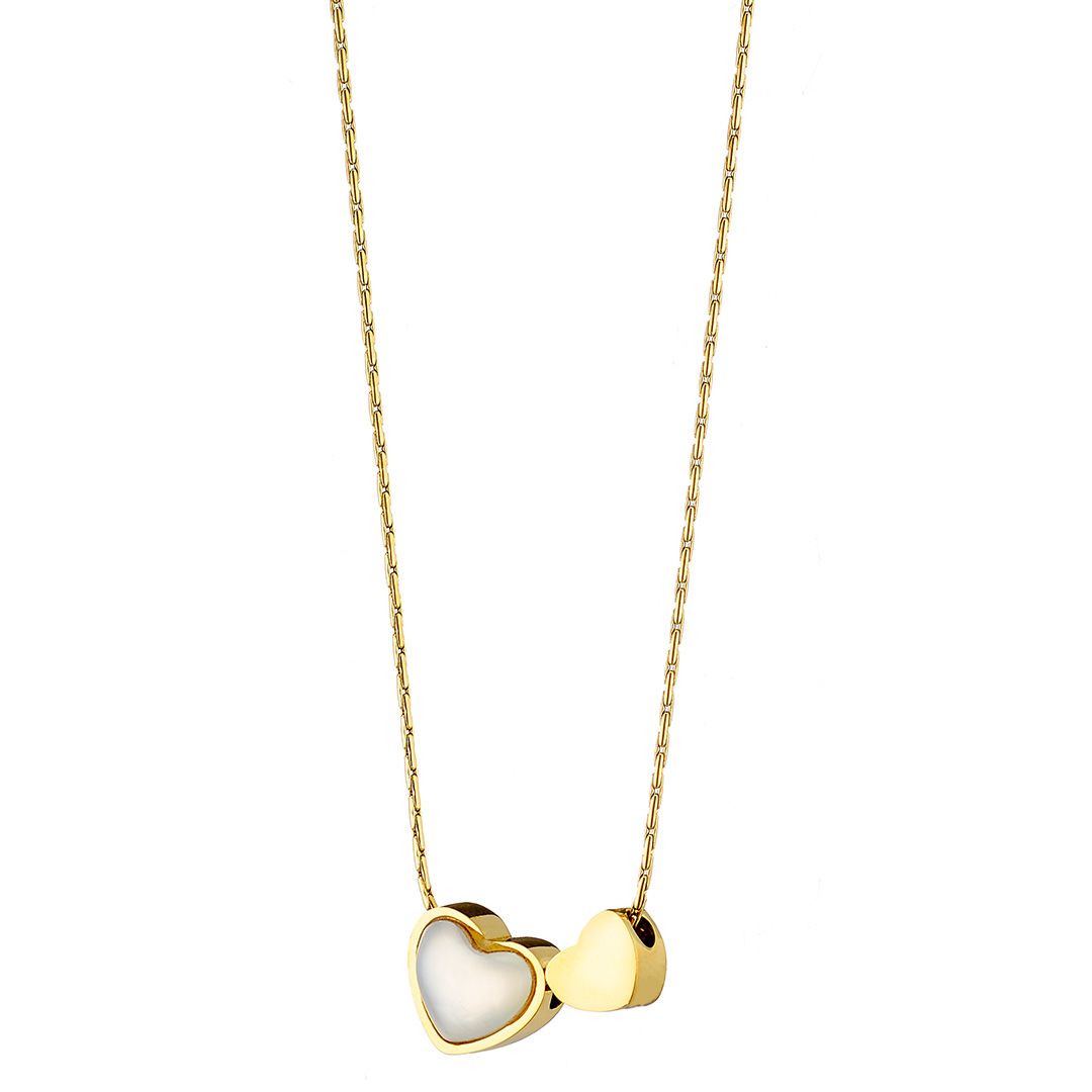 Κολίε Από Ατσάλι Επιχρυσωμένο 24Κ Με Καρδιές AS13788