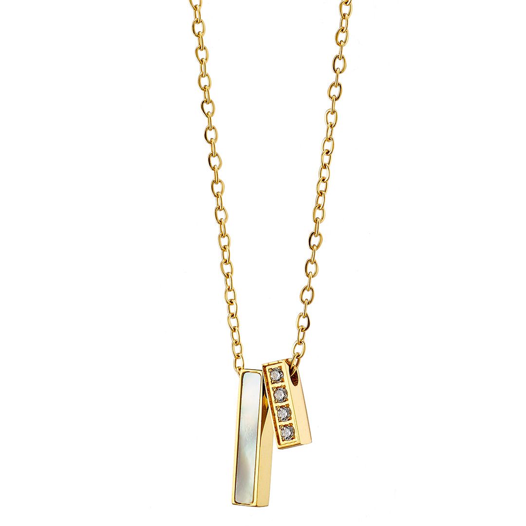 Κολίε Από Ατσάλι Επιχρυσωμένο 24Κ Με Ζιργκόν Και Φίλντισι AS13794