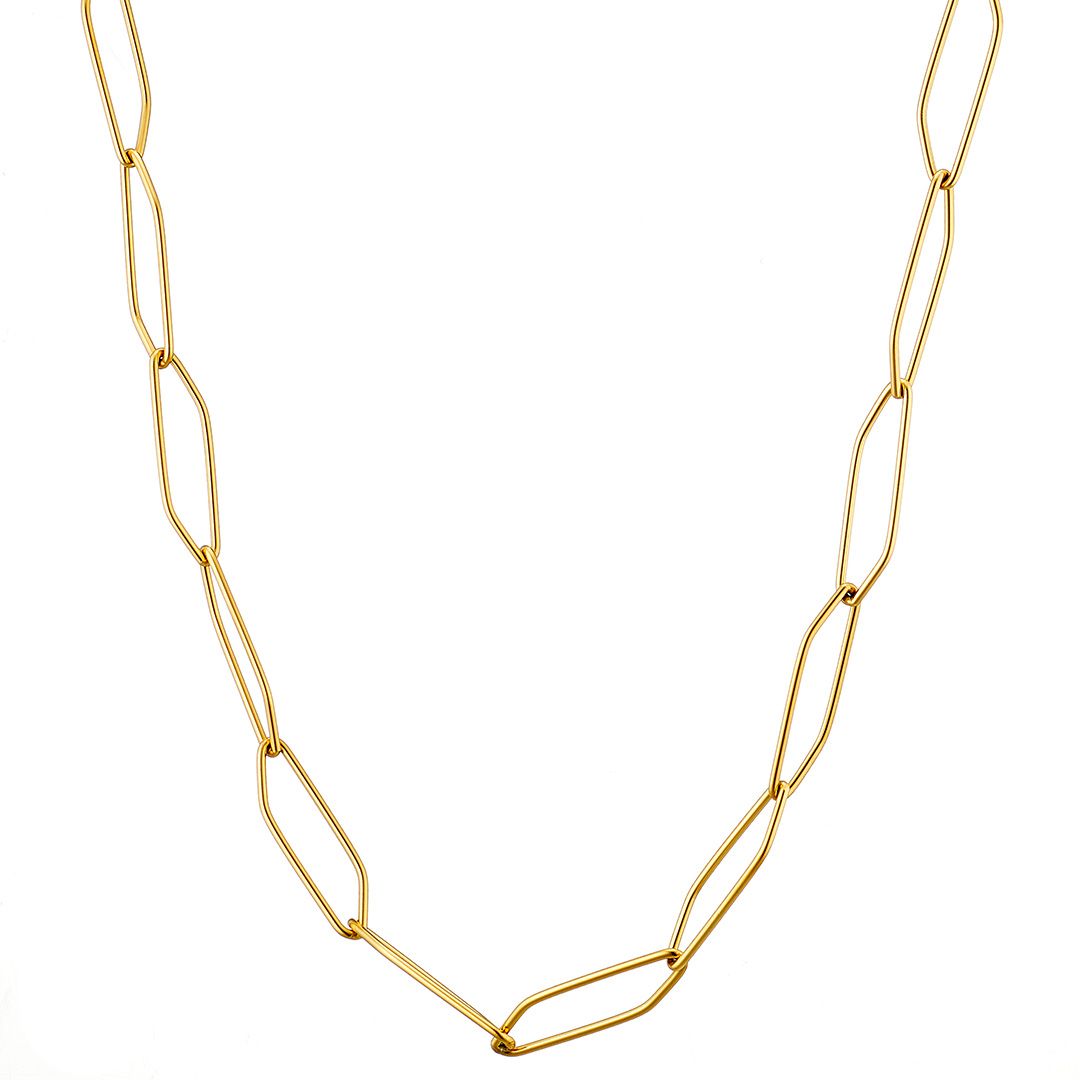 Κολίε Αλυσίδα Από Ατσάλι Επιχρυσωμένο 24Κ AS13796