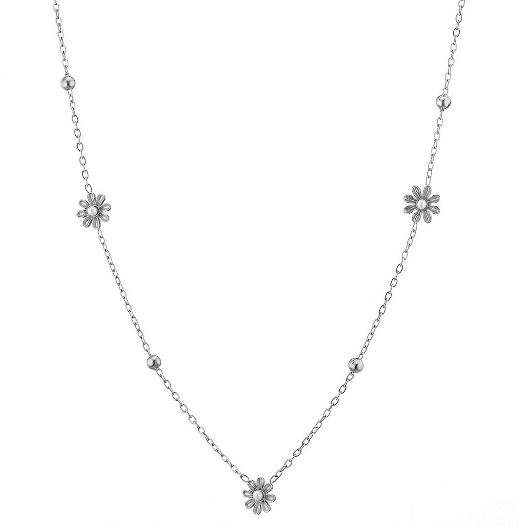 Κολίε Από Ατσάλι Με Λουλούδια AS13799