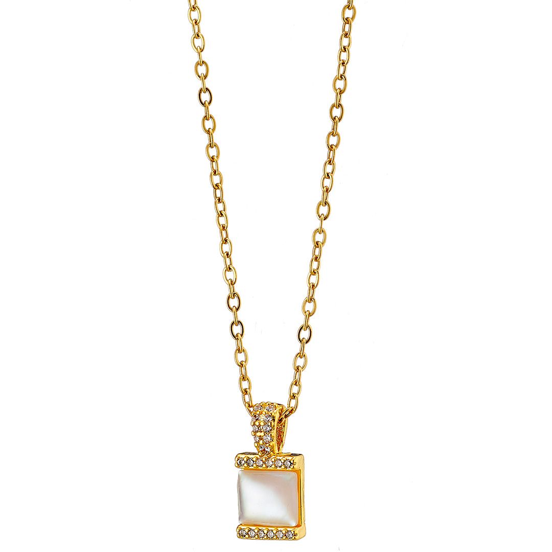 Κολίε Από Ατσάλι Επιχρυσωμένο 24Κ Με Ζιργκόν Και Φίλντισι AS13810