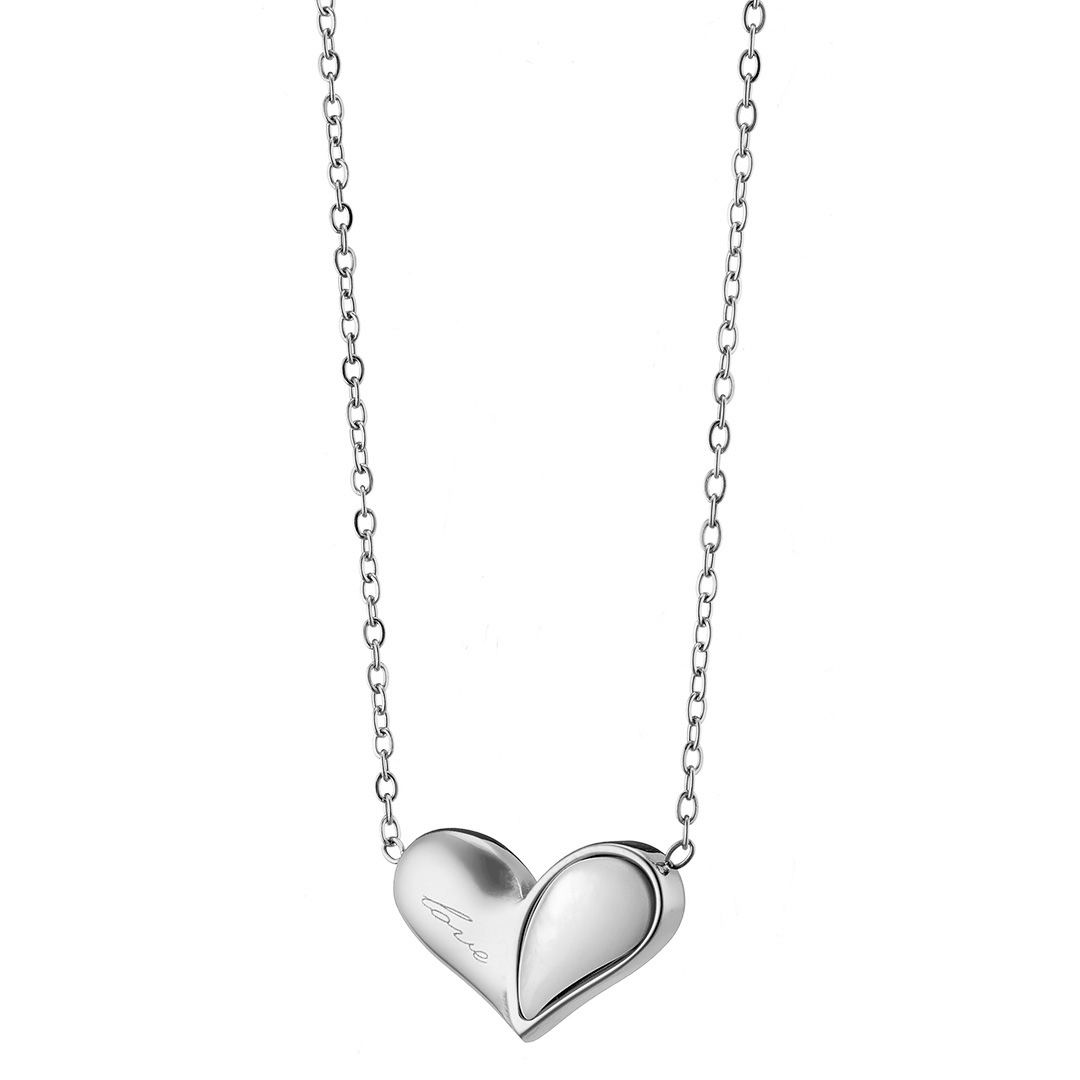 Κολίε Από Ατσάλι Με Καρδιά Από Μαργαριτάρι AS13816