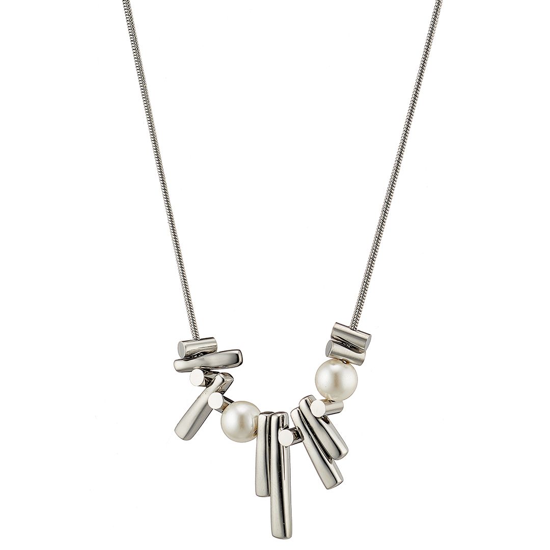 Διπλό Κολίε Από Ατσάλι Με Μαργαριτάρια AS13826