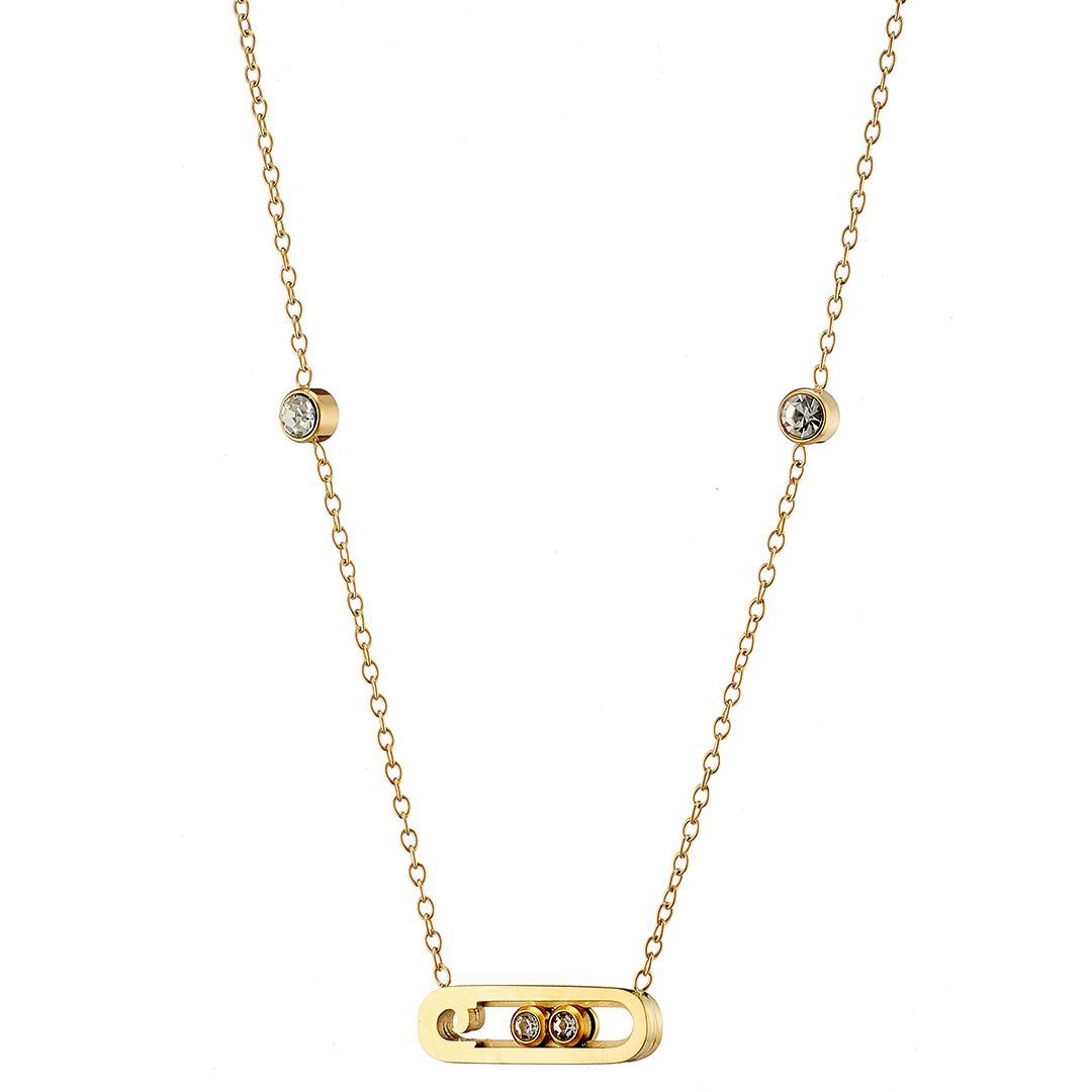 Κολίε Από Ατσάλι Επιχρυσωμένο 24Κ Με Ζιργκόν AS13831