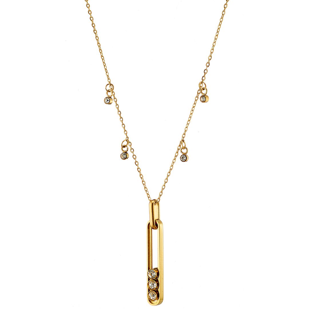 Κολίε Από Ατσάλι Επιχρυσωμένο 24Κ Με Ζιργκόν AS13833