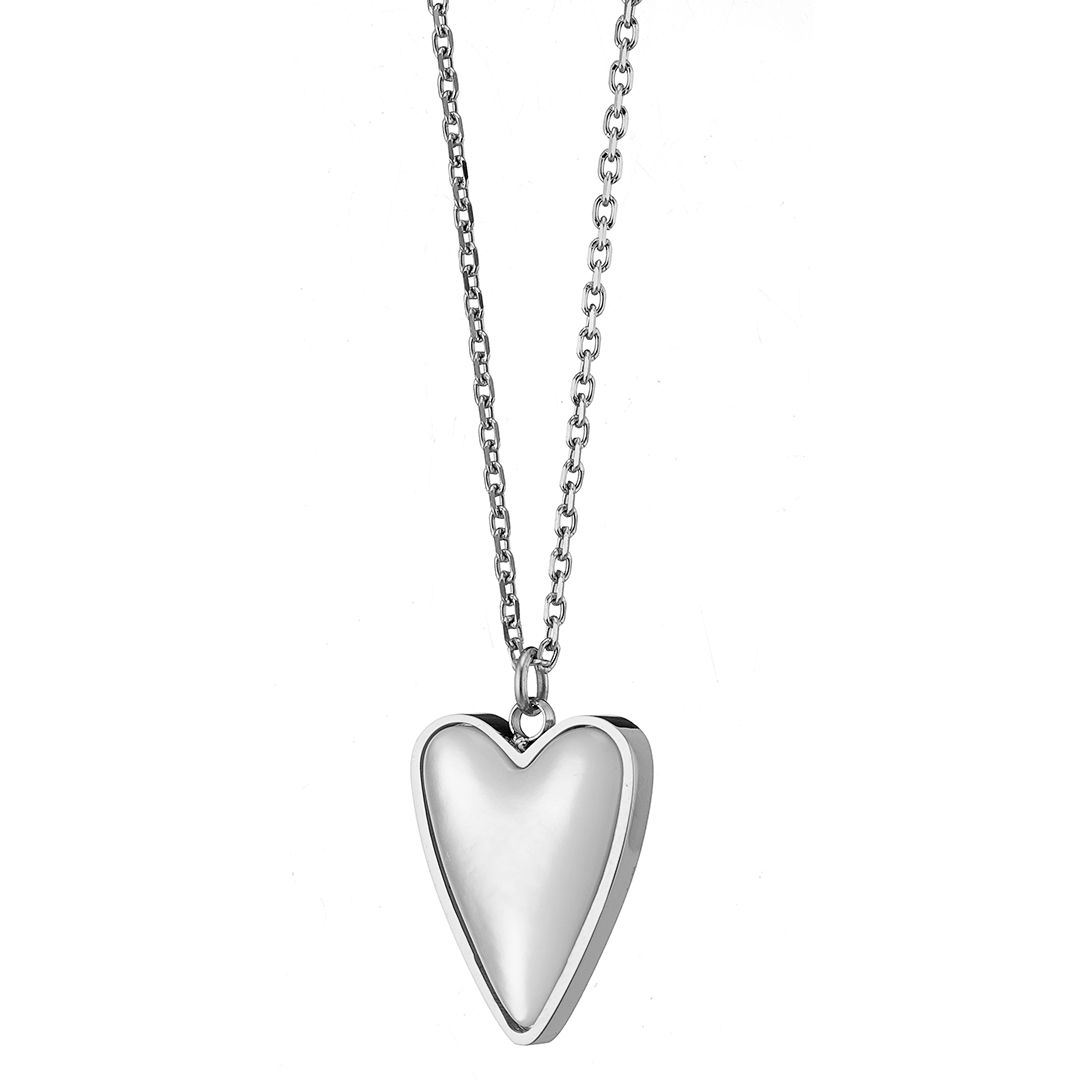 Κολίε Από Ατσάλι Με Καρδιά Από Φίλντισι AS13836