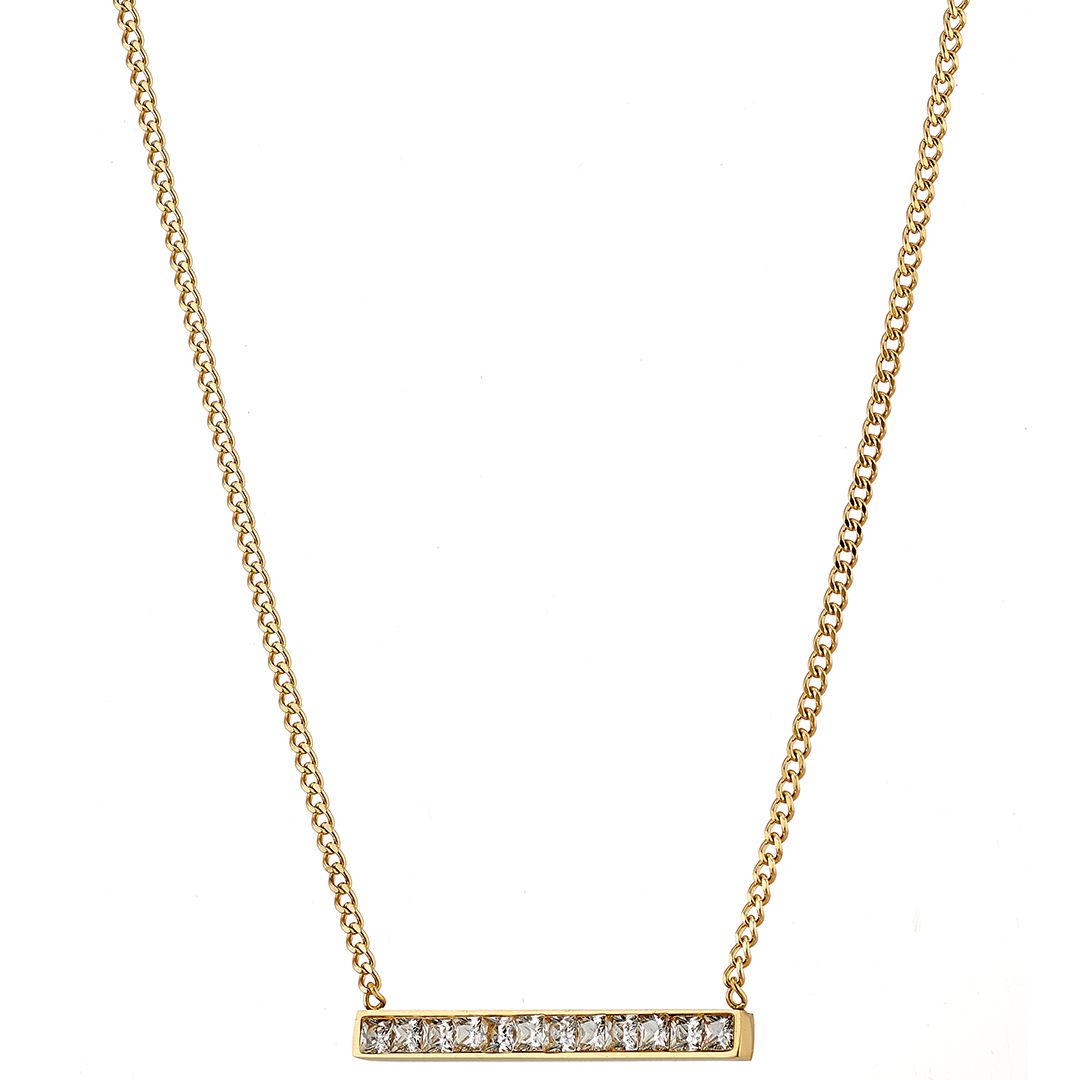 Κολίε Από Ατσάλι Επιχρυσωμένο 24Κ Με Ζιργκόν AS13843