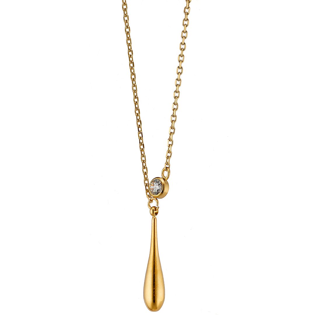 Κολίε Από Ατσάλι Επιχρυσωμένο 24Κ Με Ζιργκόν AS13845