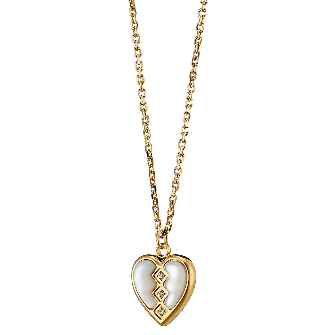 Κολίε Από Ατσάλι Επιχρυσωμένο 24Κ Με Καρδιά Από Φίλντισι AS13849