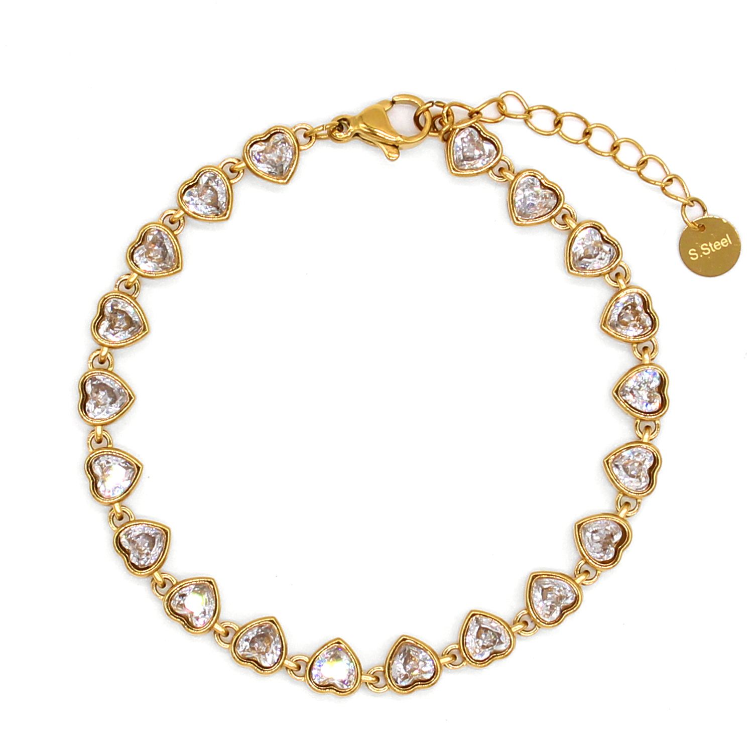 Βραχιόλι Ριβιέρα Με Καρδιές Από Ατσάλι Επιχρυσωμένο MI21891